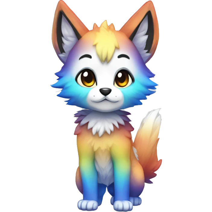 shiny, colorful, gradient, Kemono-style, Chibi, Anthro-Fur-Sona-Fakémon, Full Body emoji