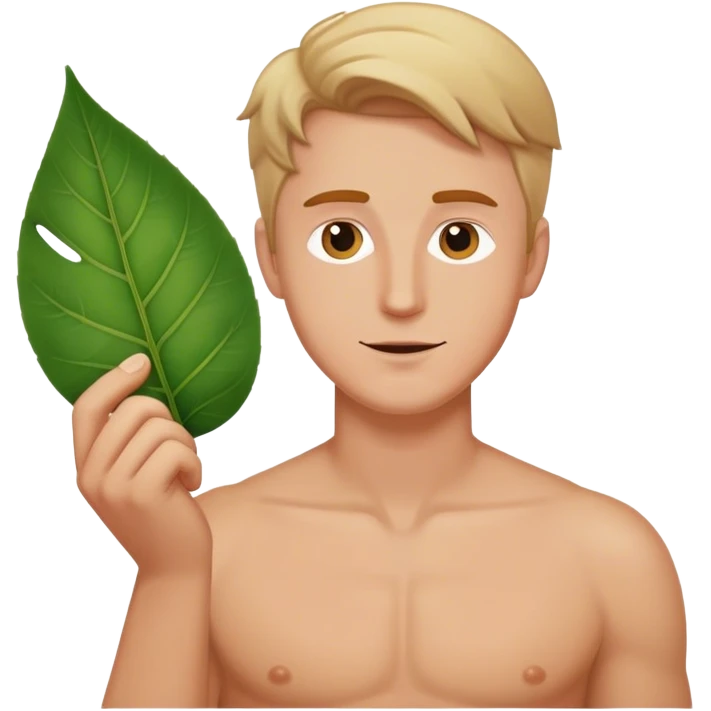 white man with leaf in hand emoji