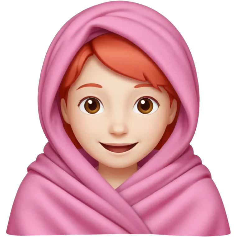 happy smile red cheeks in pink blanket emoji