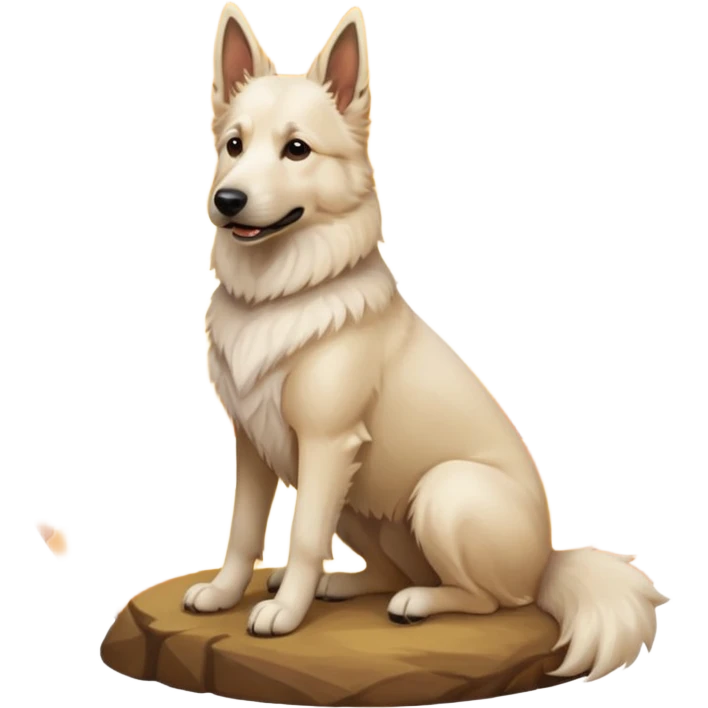 White belgian Shepard sit in A sunset   emoji