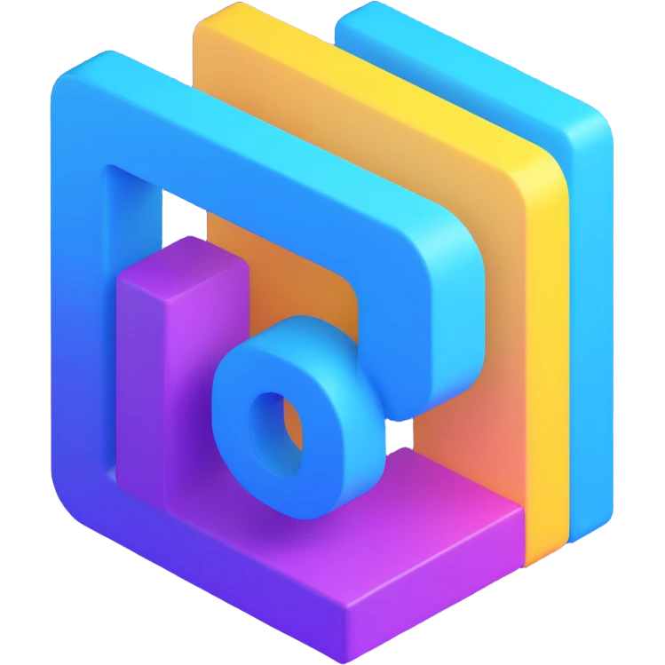 3D code icon with a fancy colorful gradient in blue and purple emoji