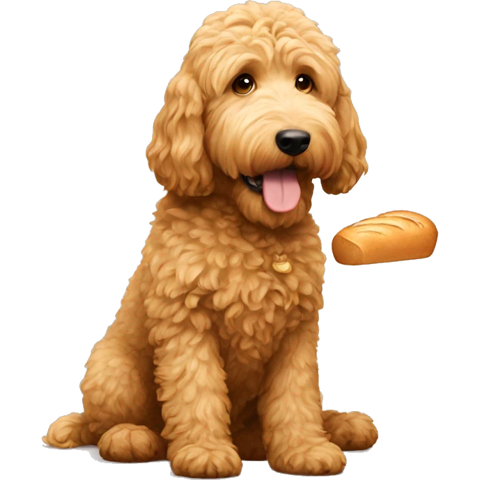 Golden doodle eating bread emoji