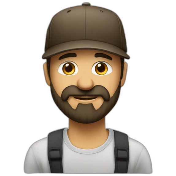 bearded man. flat bill hat. tall. goofy. dad emoji