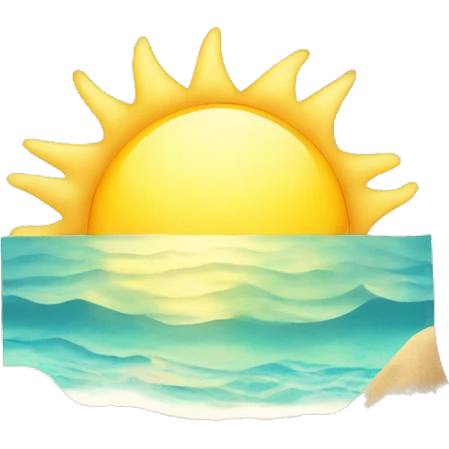 Bright sun shining over a beach representing summer. emoji