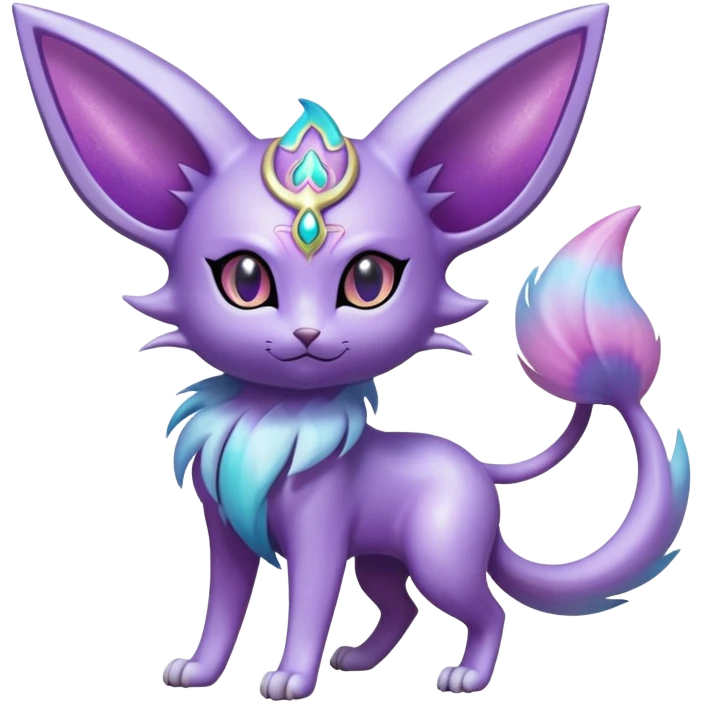 Shiny Exotic Espeon-Persian-Pokémon-Fakémon-hybrid-creature (full body) emoji