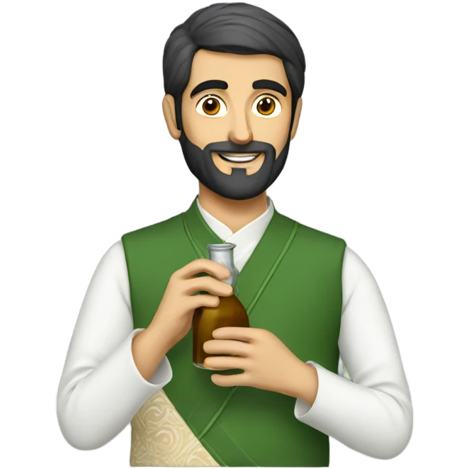 Persian man drinking sake bottle emoji