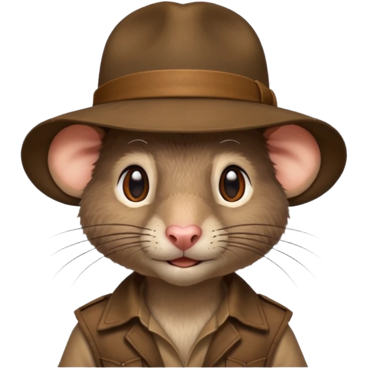 Life like rat wearing Indiana jones hat emoji