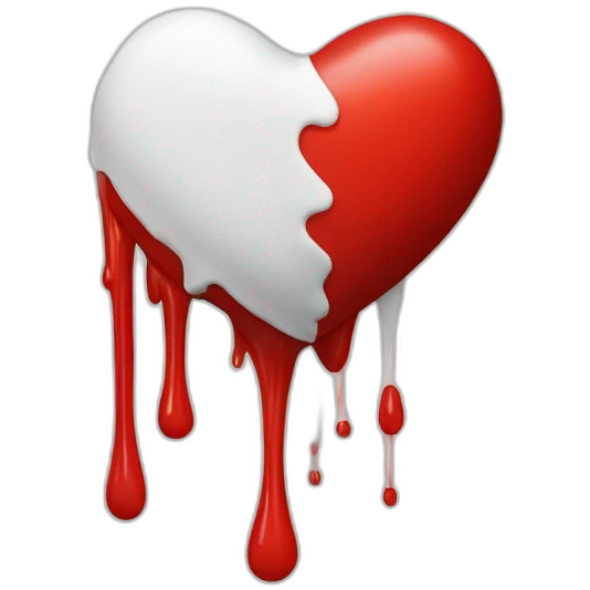 bandaged red heart with white liquid dripping from the point emoji