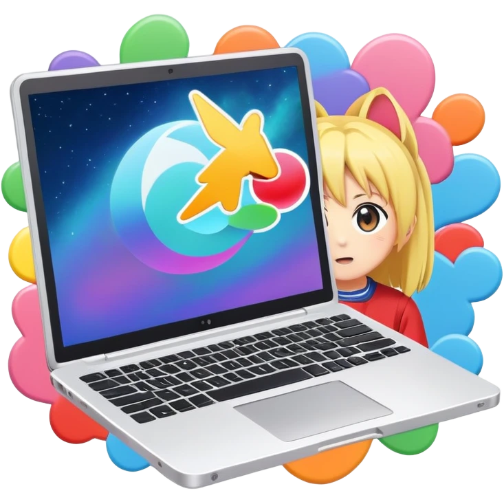 A room with an anime laptop emoji