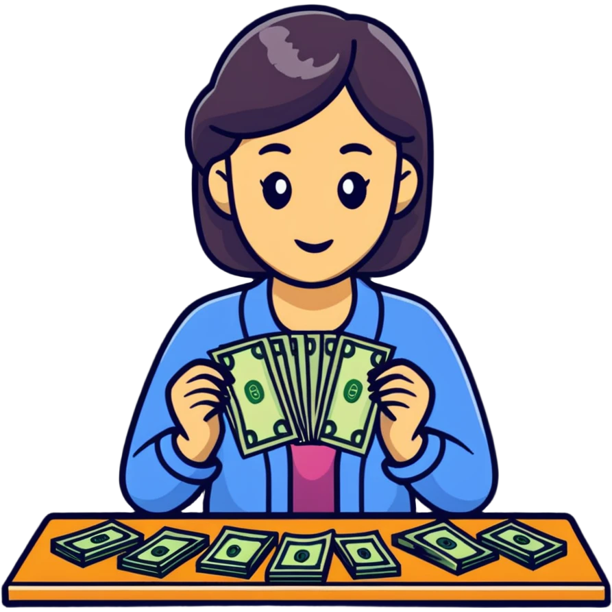 yellow woman counting money emoji