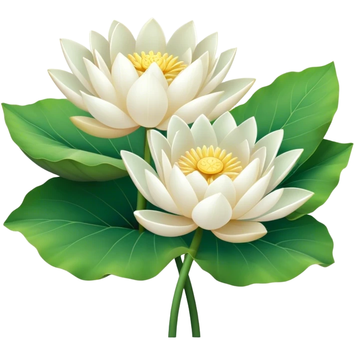 bouquet white Nymphaea lotus,stem, lotus leaf emoji