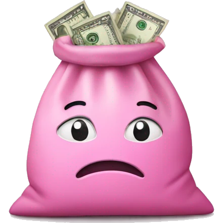 Money in pink money bag  emoji