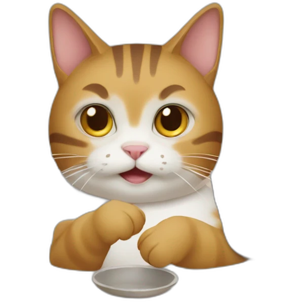 Un gato cocinando en ollas de tierra emoji