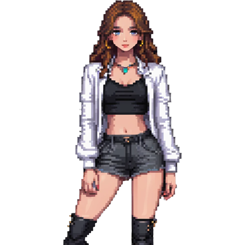 sexy beautiful girl, confident pose, fashionable outfit emoji