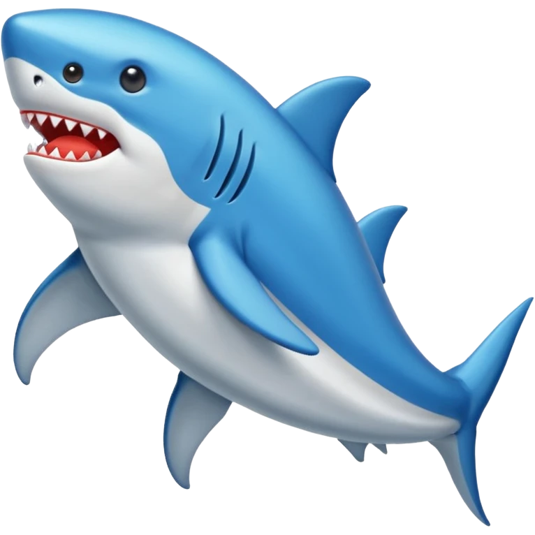 Crea un emoji de un tiburón con zapatillas azules emoji