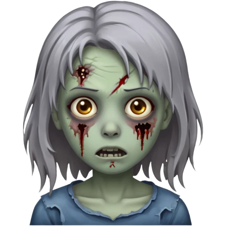 uma garota zumbi de cabelos médios perto emoji