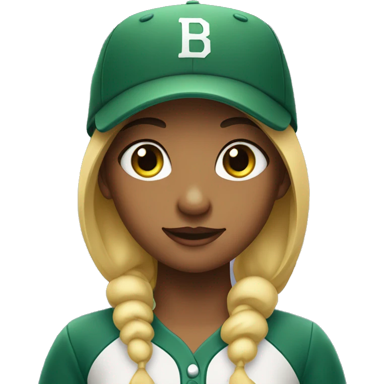 girl in baseball cap with green eyes emoji