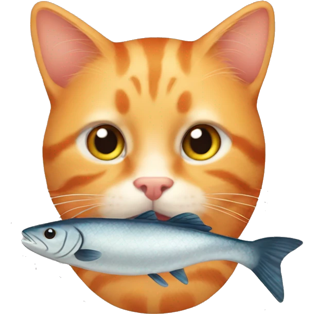 orange tabby cat eating fish emoji