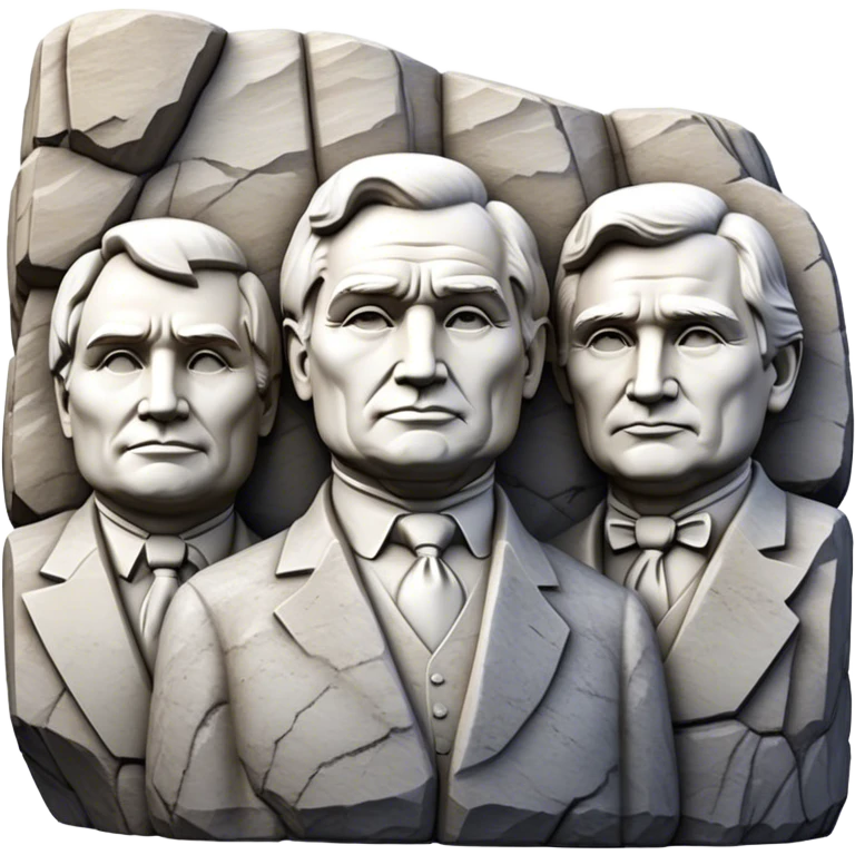 Cinematic Realistic Mount Rushmore Landmark Emoji, featuring the carved faces of four U.S. presidents, etched into the granite mountainside with dramatic lighting accentuating the rock textures. emoji