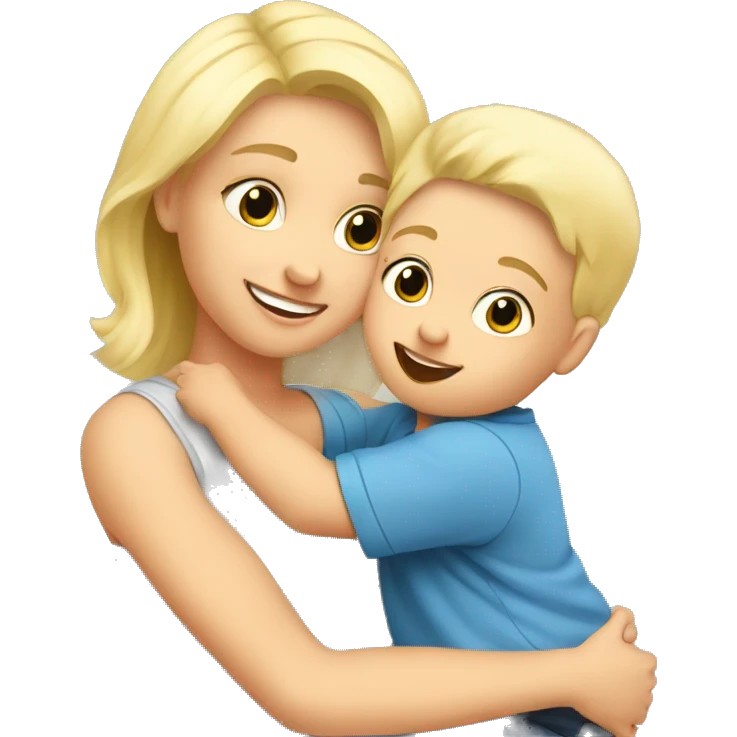 baby boy hug mommy blonde emoji