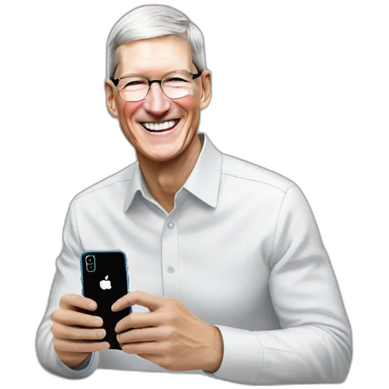 Happy Tim Cook with iPhone 15 Pro Max emoji