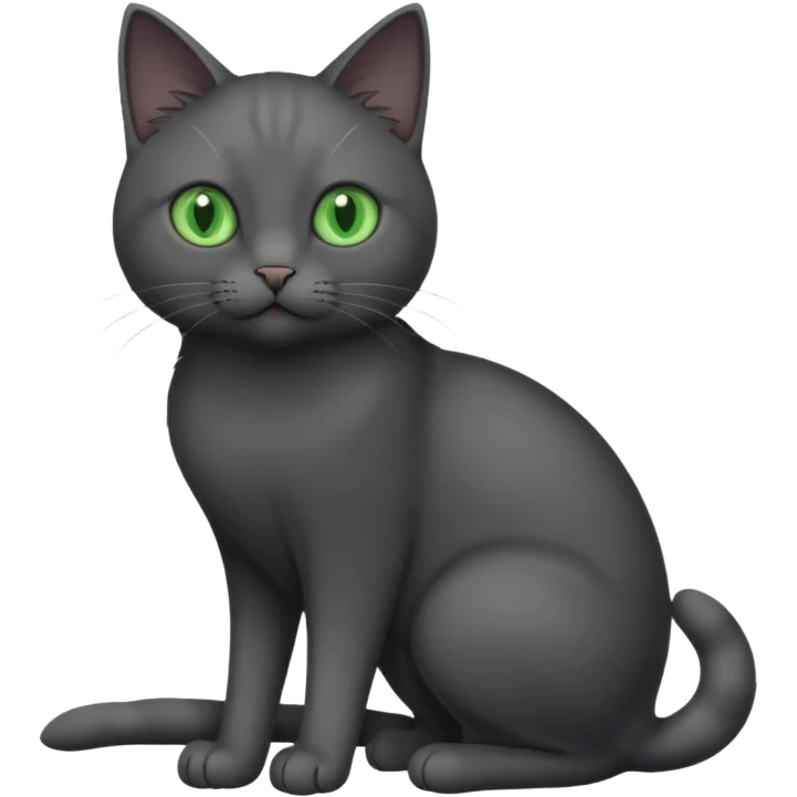 full body completely solid dark grey cat with green eyes and white paws emoji