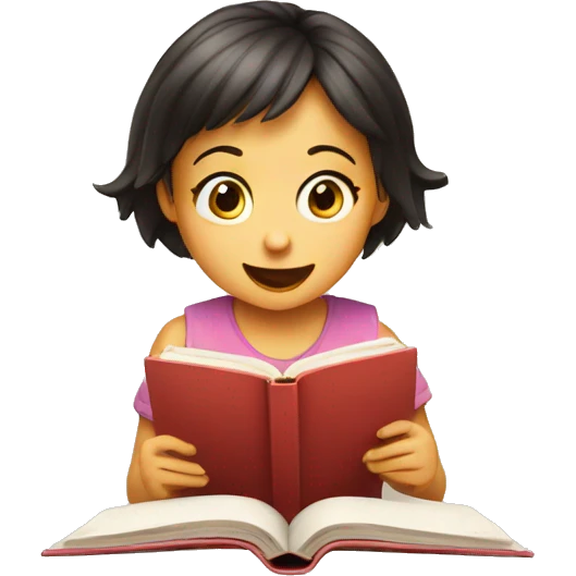  Surprised child girl reading a book emoji