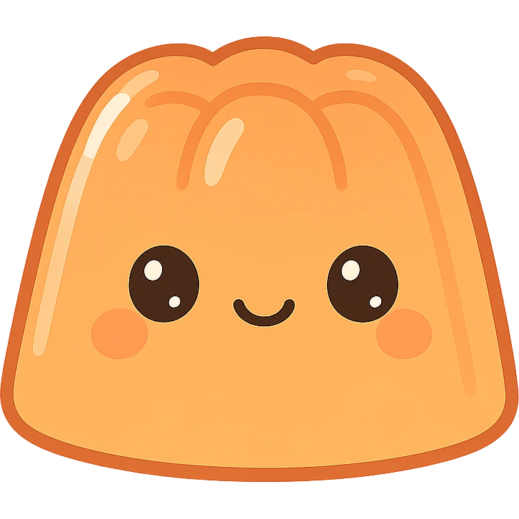 orange jelly with a smile, cute kawaii style emoji