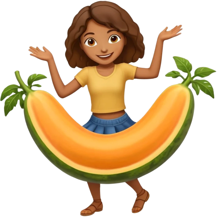 A brown girl dancing on a papaya  emoji