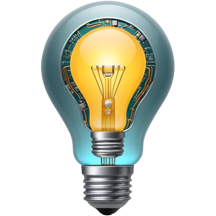 AI symbol combining light bulb and circuits, representing inspiration and intelligence emoji