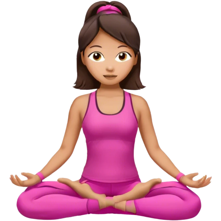 brunette Asian girl yoga pink outfit emoji