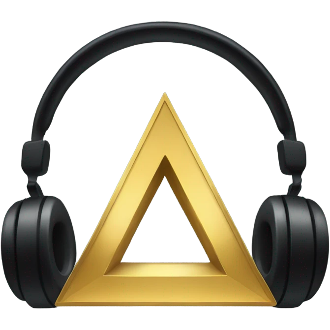 Upside down gold triangle with headphones on top  emoji