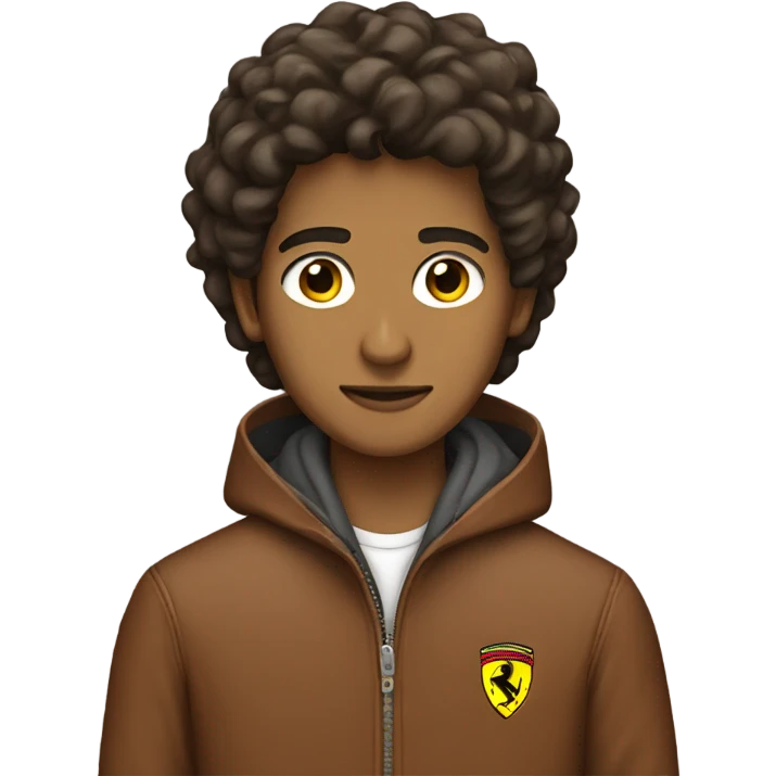 A brown Arab teenage boy with a Ferrari jacket emoji
