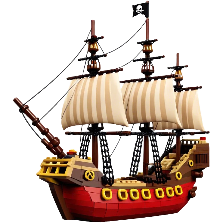 Pirate Ship (Toy) - Lego Pirate Ship (Model Year: 2021) (Iconic colour: Brown with red sails) emoji