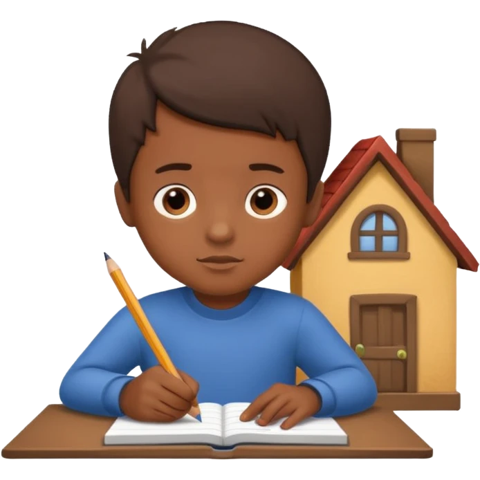 boy drawing little house art on notebook emoji