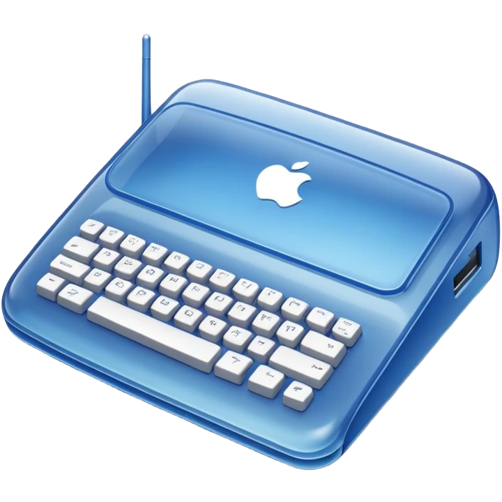 Y2K Apple computer translucent blue emoji