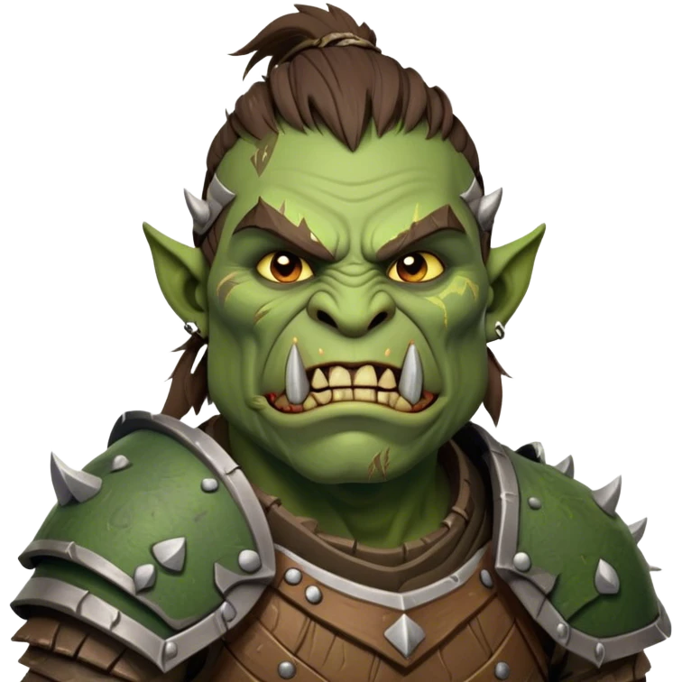 Cinematic Realistic WoW Orc Warrior Portrait, head tilted dramatically with an exaggeratedly amused expression, blending raw, primal might with a touch of unexpected humor. His battle-scarred green skin, robust muscles, and intricately detailed tribal armor in deep, earthy tones are rendered with lifelike texture and dynamic lighting, high shine, dramatic yet whimsical, capturing an orc warrior whose epic strength is matched by a playful, irreverent charm. emoji