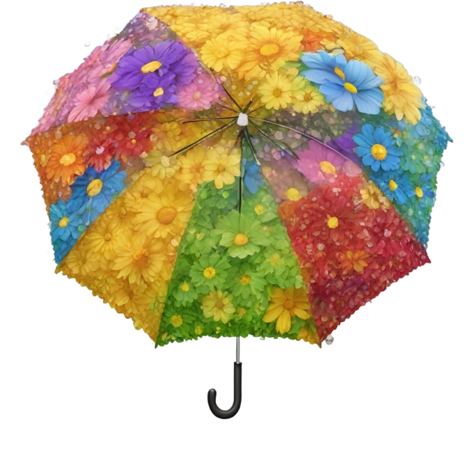 Large umbrella made of flowers with dew drops emoji