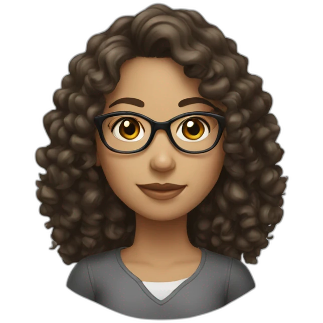 brunette girl with glasses and curly hair emoji
