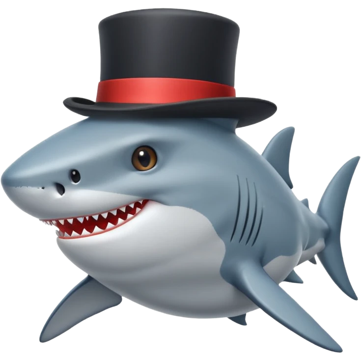 Shark with a top hat emoji