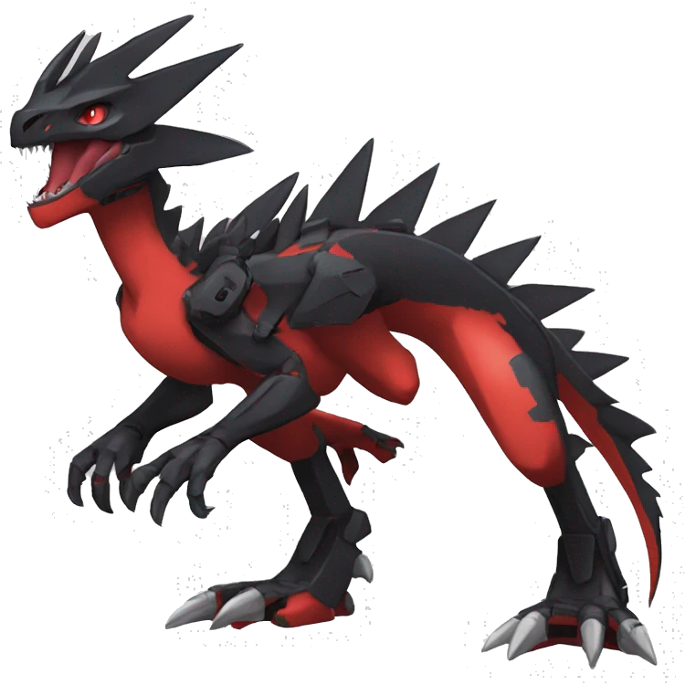  Cool Edgy Black Red Digimon-Fakemon-Guilmon-Velociraptor-Dragon-Mecha full body emoji
