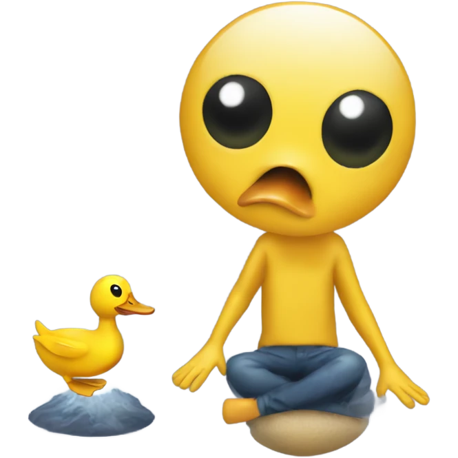 Alien abducting duck emoji