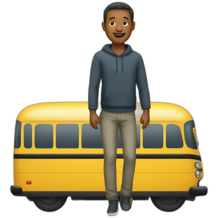 man below a bus emoji