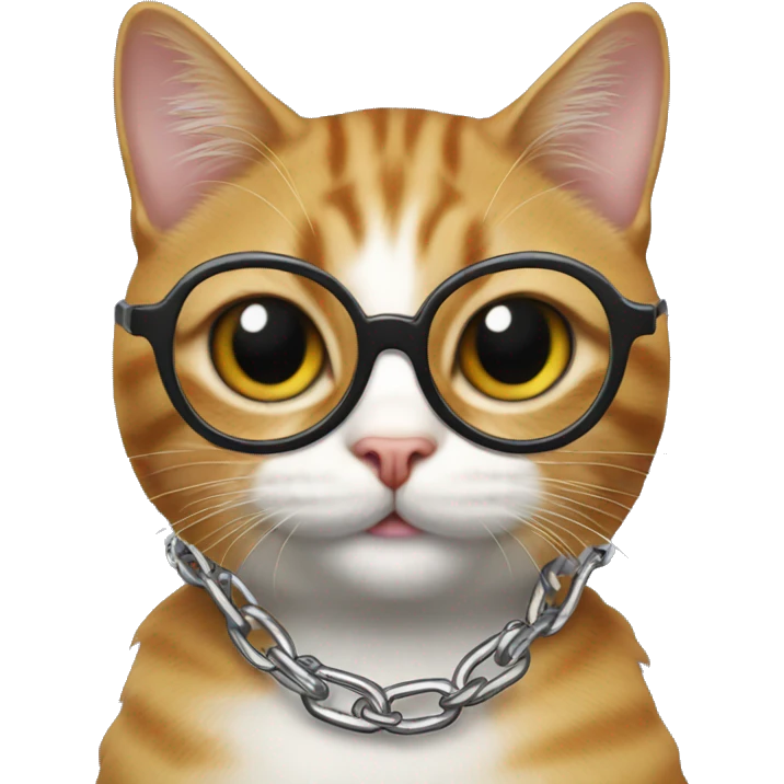 Cat dancing with glasses on with chain round neck emoji