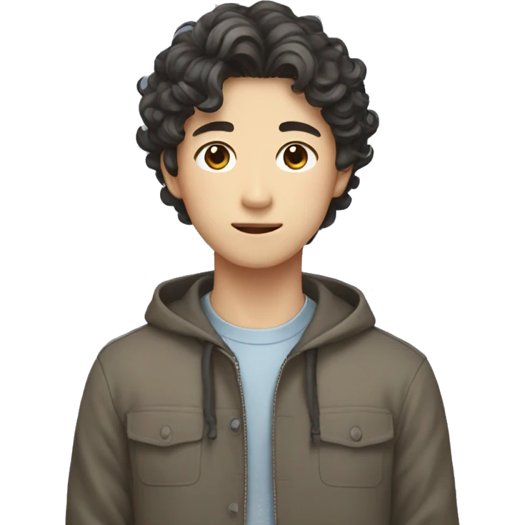 young guy with wavy hair korean emoji