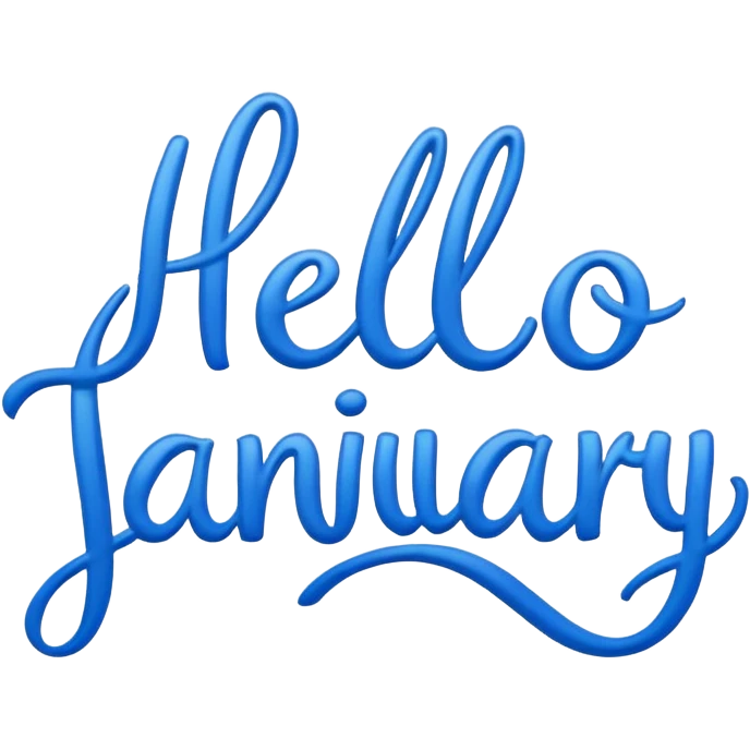 Blue “ hello January “ word emoji