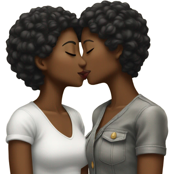 Two black lesbians kissing emoji