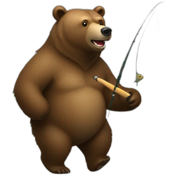 Grizzly bear with a fishing rod emoji