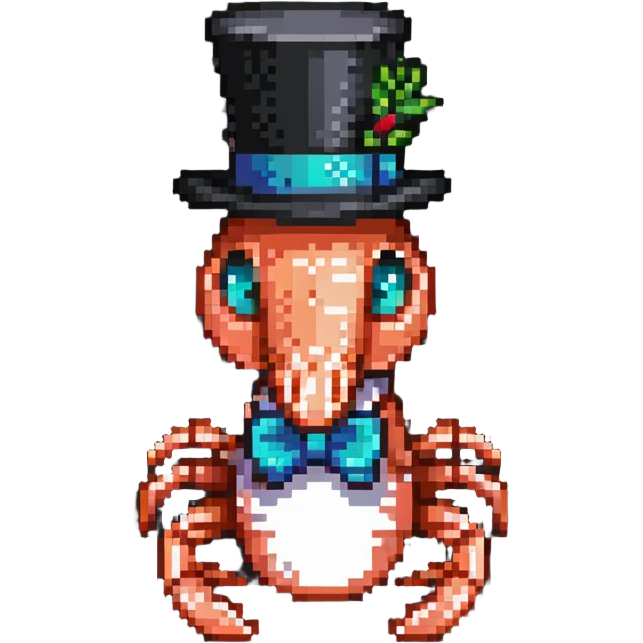 shrimp wearing a top hat emoji