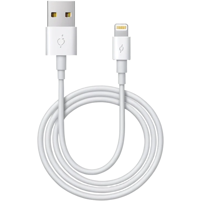 white Apple Lightning charging cable, coiled emoji